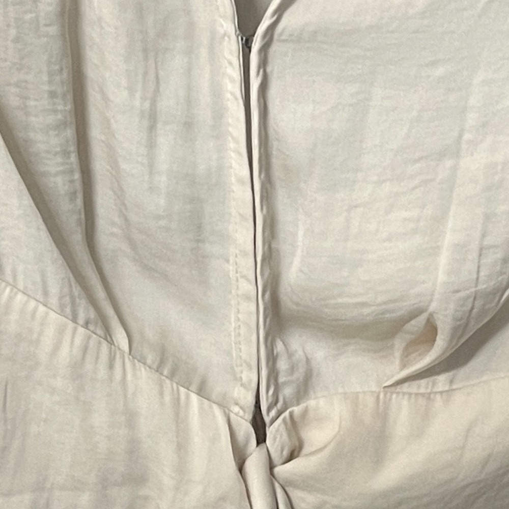 Free People Romantic Tie-front Business Blouse Crop Ivory Beige - Picture 7 of 7